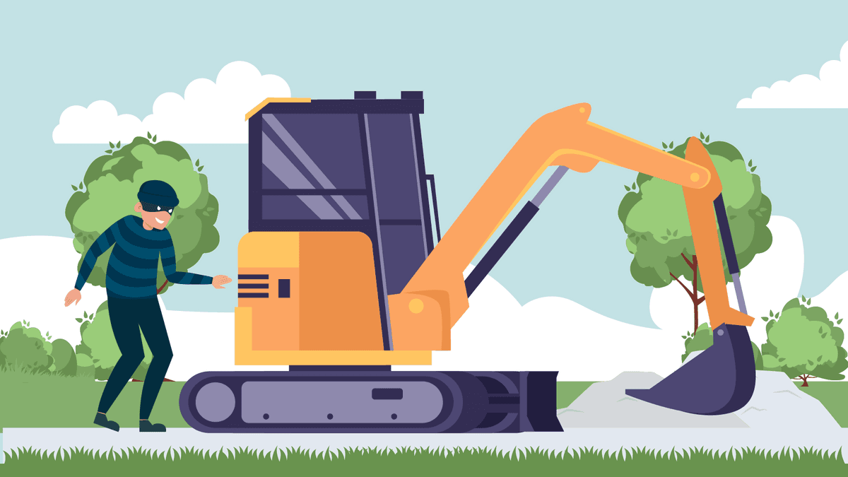 A thief attempting to steal an excavator
